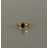 Ring, Gelbgold 585 mit Saphir und Diamanten, RG 18mm