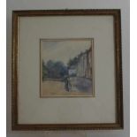 Aquarell um 1920, "Straßenansicht", unsigniert, u.PP i.R. 30cm x 27cm