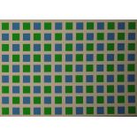 Morellet, Francois (*1926 Cholet), Serigrafie grün/blau 1972, sign. u. num. 39/180, 65cm x 45cm,