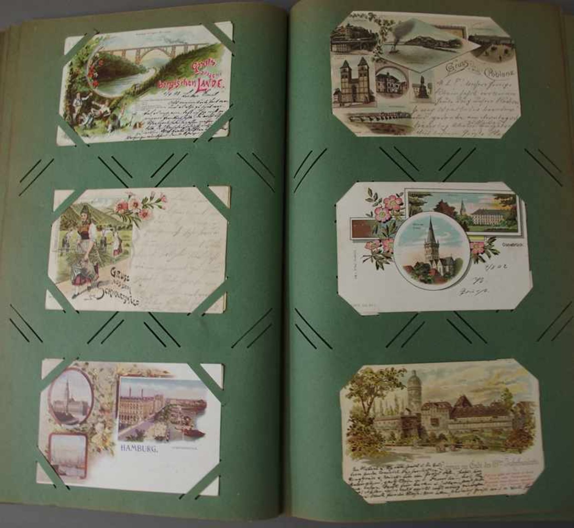 Jugendstil Postkarten-Album mit 390 Ansichtskarten Deutschland, Vorkrieg, Topographie, darunter - Image 4 of 4