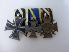 Kleine Ordenspange, 1.Weltkrieg, Eisernes Kreuz II.Klasse / Kriegsverdienstkreuz u. Orden "Verdienst