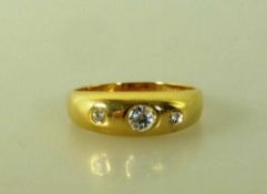 Diamantring, Gelbgold 750, RG 19mm, 2,5g.