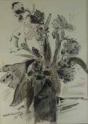 Schlotterbeck, Joachim ( 1926 Würzburg -2007 ebd.), Tuschfeder / Aquarell, "Blumenstrauß in Vase",