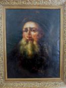 Gemälde 19.Jh., Öl/Lw. a. Holz aufgezogen, Portrait eines bärtigen Mannes, i.R. 65cm x 52cm