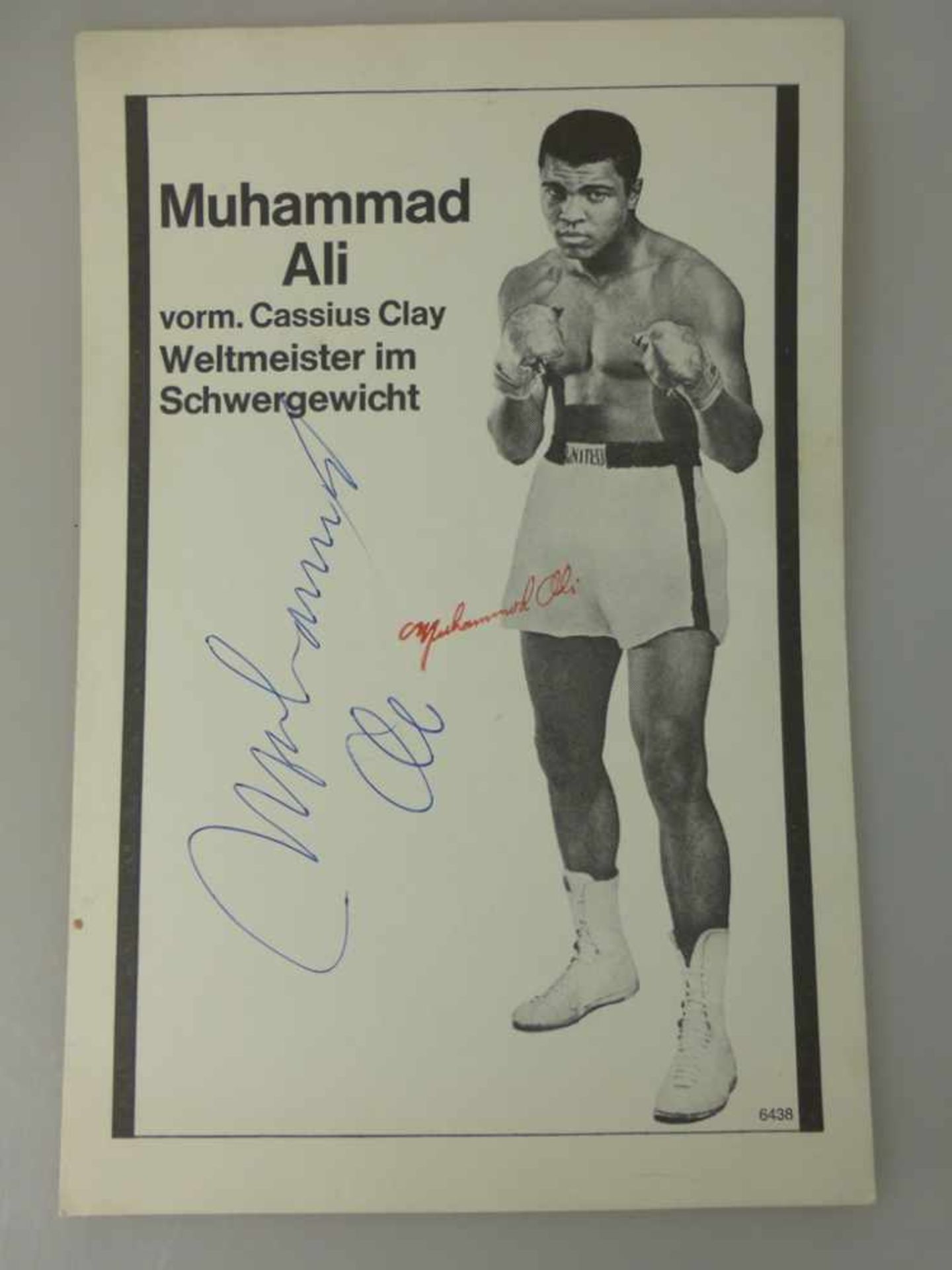 Muhammad Ali - (1942-2016), Autogrammkarte von Muhammad Ali (USA) anlässlich des Boxkampfes gegen