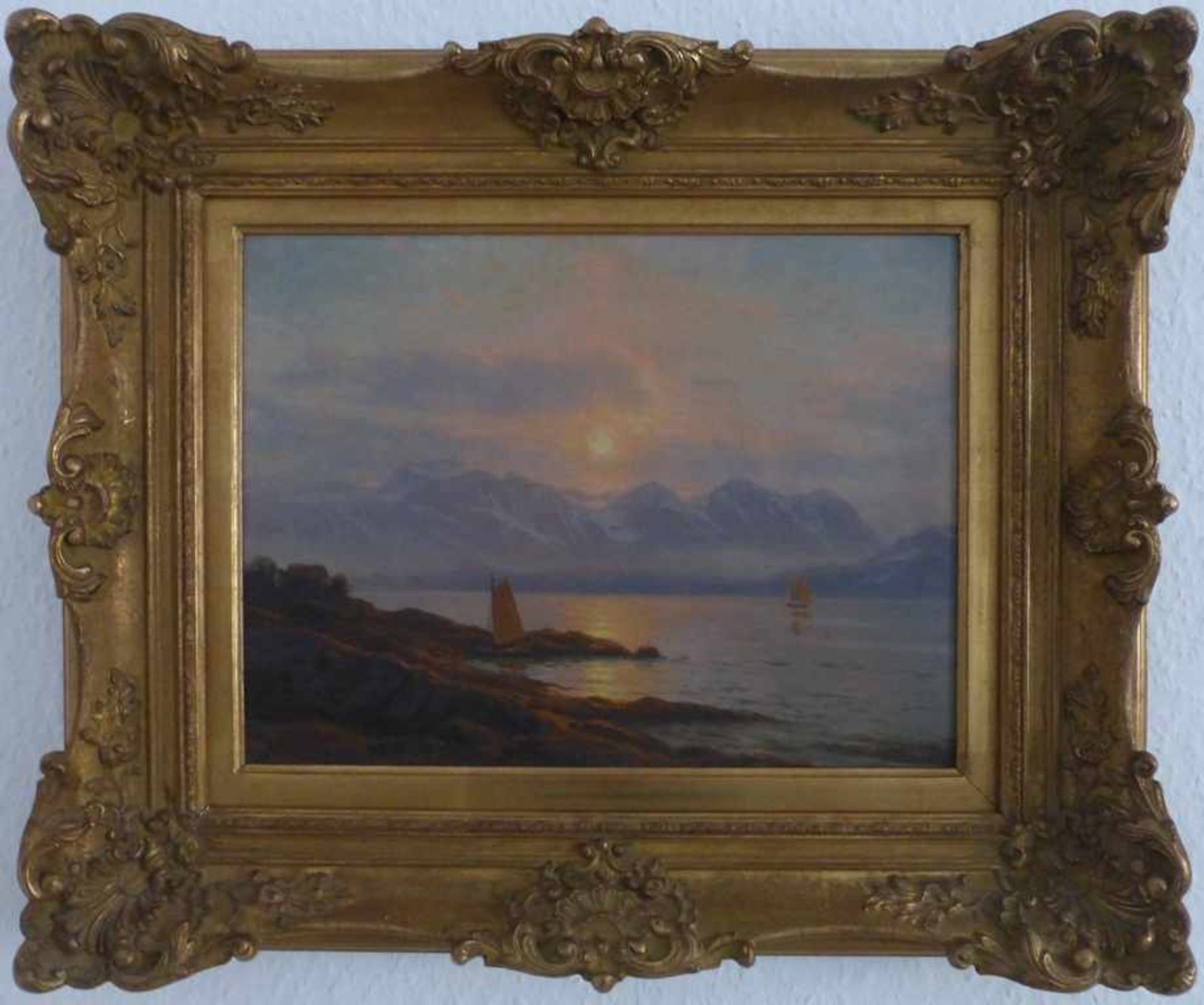 Harders, Johannes (1871 Kellinghausen - 1950 Hamburg), Gemälde Öl/Holz, "Mitternachtssonne im