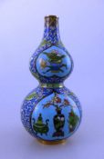 Doppelkürbisvase, China 1.H.20.Jh., Metall mit Cloisonné, h. 16cm