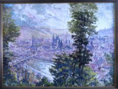 Strauß, Walter (1909 - 1997 Würzburg), Mischtechnik, "Blick auf Würzburg", signiert u. dat. 1983,