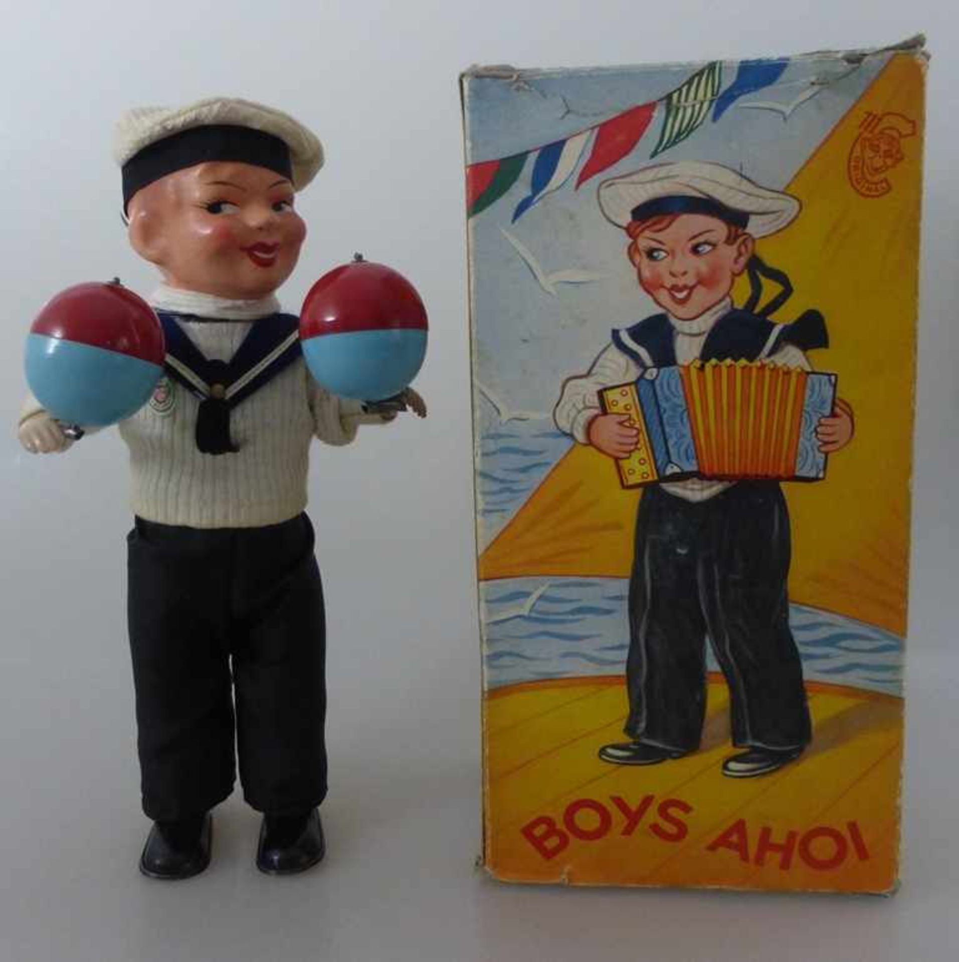 Spielwarenfabrik Carl Max - Creidlitz bei Coburg, Matrose "Boys Ahoi", 1950er Jahre im OK, Blech /