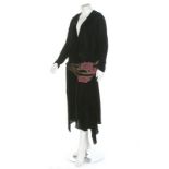 A couture black velvet flapper dress, early 1920s, un-labelled,