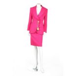 A Christian Dior Boutique hot-pink wool suit, 1980s, labelled,