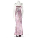 An Escada pink lurex flecked velvet evening gown, 1990s, couture labelled and size 38,