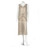 A couture beaded nude chiffon flapper dress, circa 1929,