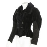 A black velvet and astrakhan double-breasted jacket, probably Paquin, Autumn-Winter, 1935,