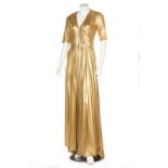 A Bottega Veneta gold viscose jersey evening gown,