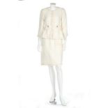 A Chanel cream cotton tweed suit, Spring 2010, labelled,