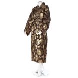 A Dries van Noten stencilled gold coat, 1990s, labelled and size M,