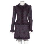 A Chanel purple tweed suit, Autumn 2003, labelled, flecked with silver threads,