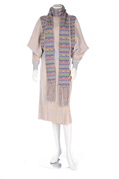 A Bill Gibb knitted jersey ensemble, 10th Anniversary collection, 1977, labelled, in pastel shades, - Image 2 of 8