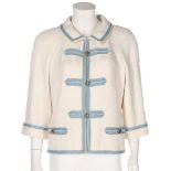 Two Chanel white cotton-blend jackets, 2000s, labelled,