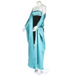 A Balenciaga couture turquoise satin stole and matching slip, 1963,