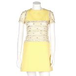 A Torrente couture yellow worsted mini-dress, mid 1960s, labelled,