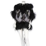 A Bill Gibb Ostrich feather jacket, circa 1976, un-labelled, trimmed with faux flowers,