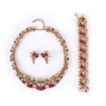 A Marcel Boucher demi-parure necklace, 1950s, comprising articulated cast gilt necklace,