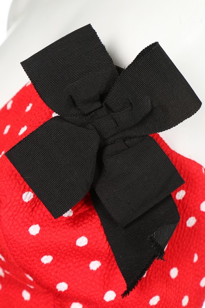 A Christian Lacroix red polka dot cotton mini dress, late 1980s, Luxe labelled and size 42, - Image 5 of 6