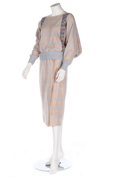 A Bill Gibb knitted jersey ensemble, 10th Anniversary collection, 1977, labelled, in pastel shades, - Image 4 of 8