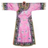 A Han Chinese pink silk ladies robe, early 20th century,