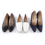 Three pairs of Chanel shoes, modern, stamped to the interiors,
