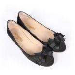 A pair of Chanel black satin ballet pumps, modern, stamped to interior, size 39.