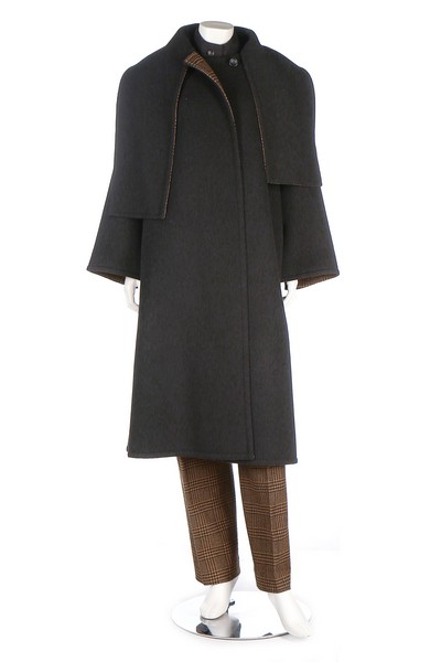 A Marc Bohan for Christian Dior beige wool coat, circa 1975, black Paris label numbered, tie-belt, - Image 3 of 8