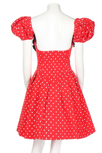 A Christian Lacroix red polka dot cotton mini dress, late 1980s, Luxe labelled and size 42, - Image 3 of 6