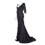 Erin O'Connor's Zac Posen silk evening gown, 2000s, labelled, bias-cut with fishtail trained hem,