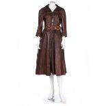 A Bill Gibb brown leather ensemble, mid 1970s, labelled,