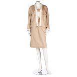 A Chanel tan cotton gabardine 'safari' ensemble, late 1980s, Boutique labelled and size 42,