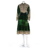 A green velvet robe, North African, early 20th century then later adapted,