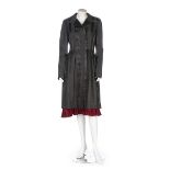 An Oscar de la Renta black satin coat/dress, modern, labelled,