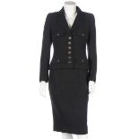 A Chanel black wool suit, 1990s, boutique labelled,