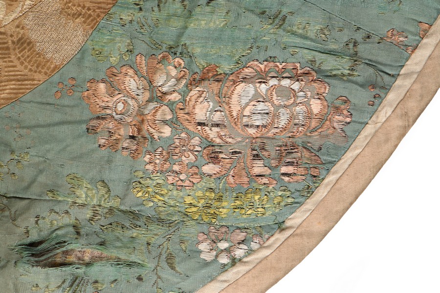 A gold brocaded brown satin cope panel, mid 18th century, - Bild 6 aus 8