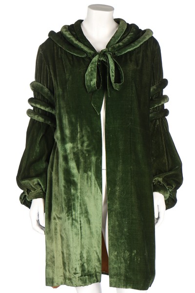 A green velvet evening coat, early 1930s,