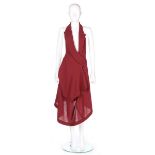 A John Galliano brown moss crepe tunic dress, Spring-Summer 1989, Galliano London label,