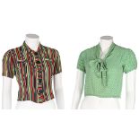 A large group of colourful blouses and separates, mainly 1930s-40s,