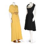 Two crêpe evening dresses, 1940s, un-labelled,