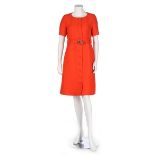 A Courrèges orange wool dress, early 1970s, Paris labelled and numbered 122780,