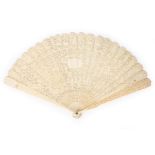 A finely carved ivory fan, Chinese, 1820-40s,