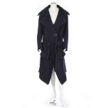 A John Galliano navy wool coat, 'Renee' collection, AW 2005-6, printed rubber label,