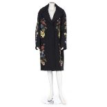 An oversized Erdem coat, modern, labelled and UK size 10, the navy ground with floral print,